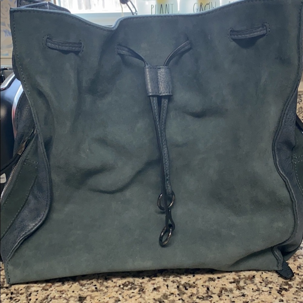 Navy blue suede book bag